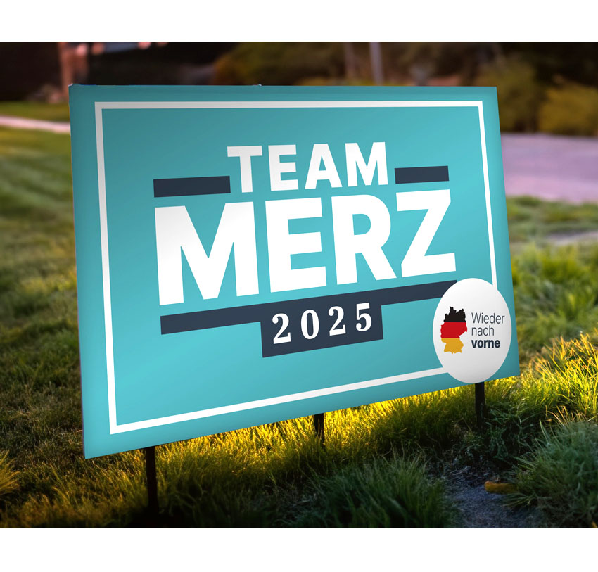 Vorgartenschild Team Merz