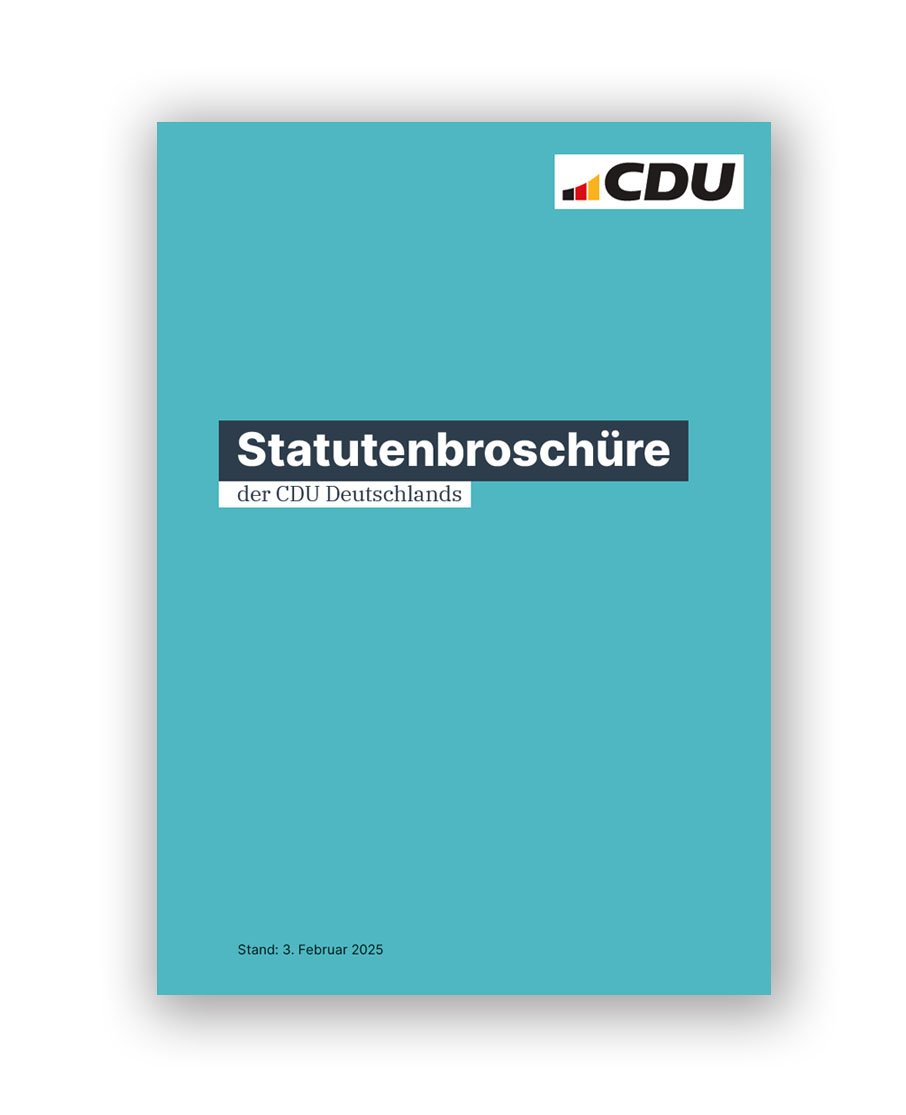 Broschüre im Hochformat. Titel: Statutenbroschüre der CDU Deutschlands