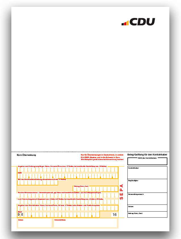 Vordruck Rechnungsformular ohne  Einzugsermächtigung.