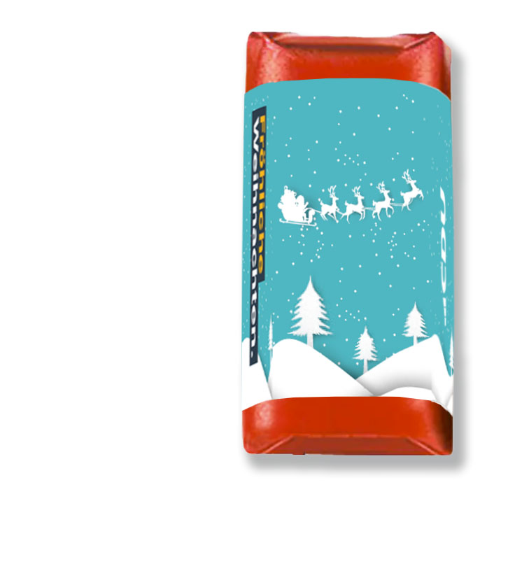 Marzipan-Praline mit Banderole Weihnachtsschlitten.