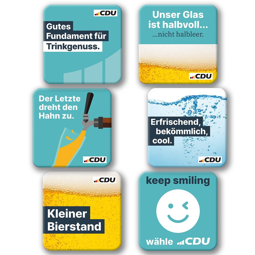 Bierdeckel 6er-Set "CDU"