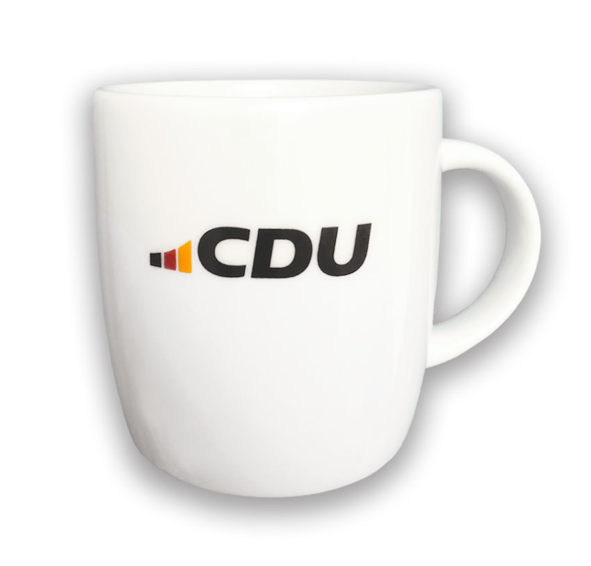 Porzellanbecher "CDU-Gesamtlogo" - 1 Stück