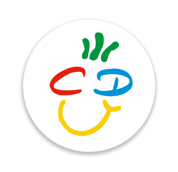 Weißer, runder Aufkleber mit CDU-Smilie.