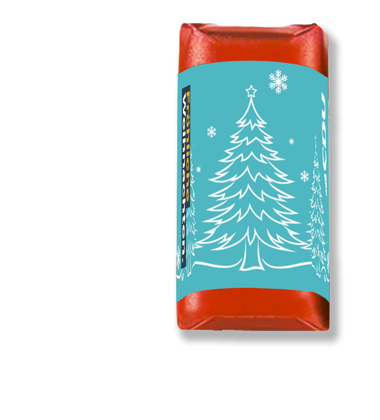 Marzipan-Praline mit Banderole Wintertannenbaum.