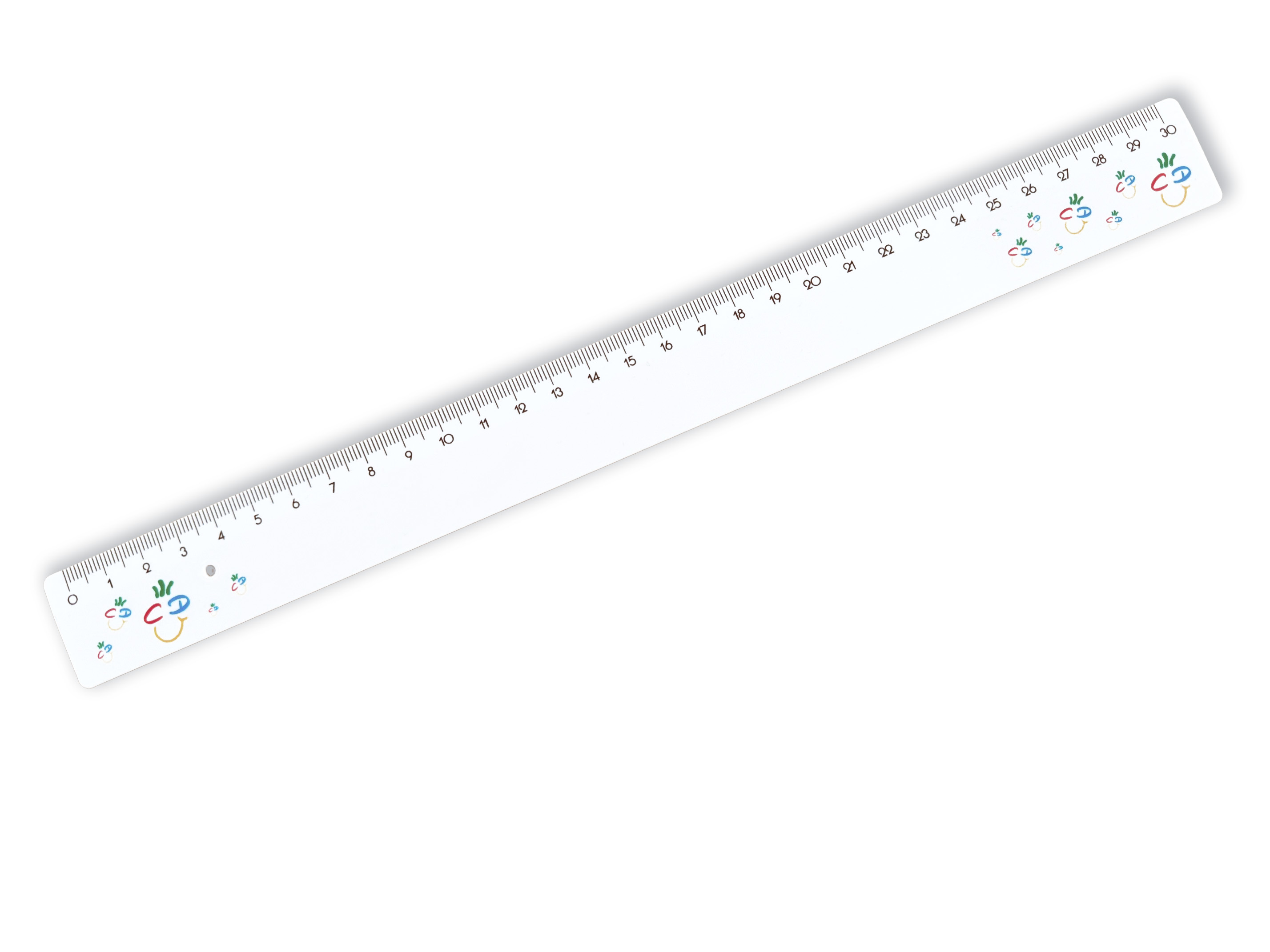 Weißes Lineal mit Aufdruck: Viele kleine und große CDU-Smilies.