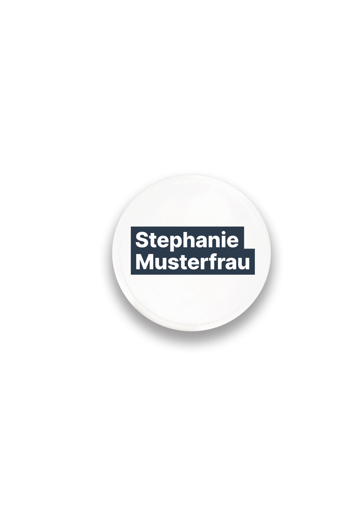 Einkaufswagen-Chip 1 Euro in Weiß mit Aufdruck Stephanie Musterfrau.