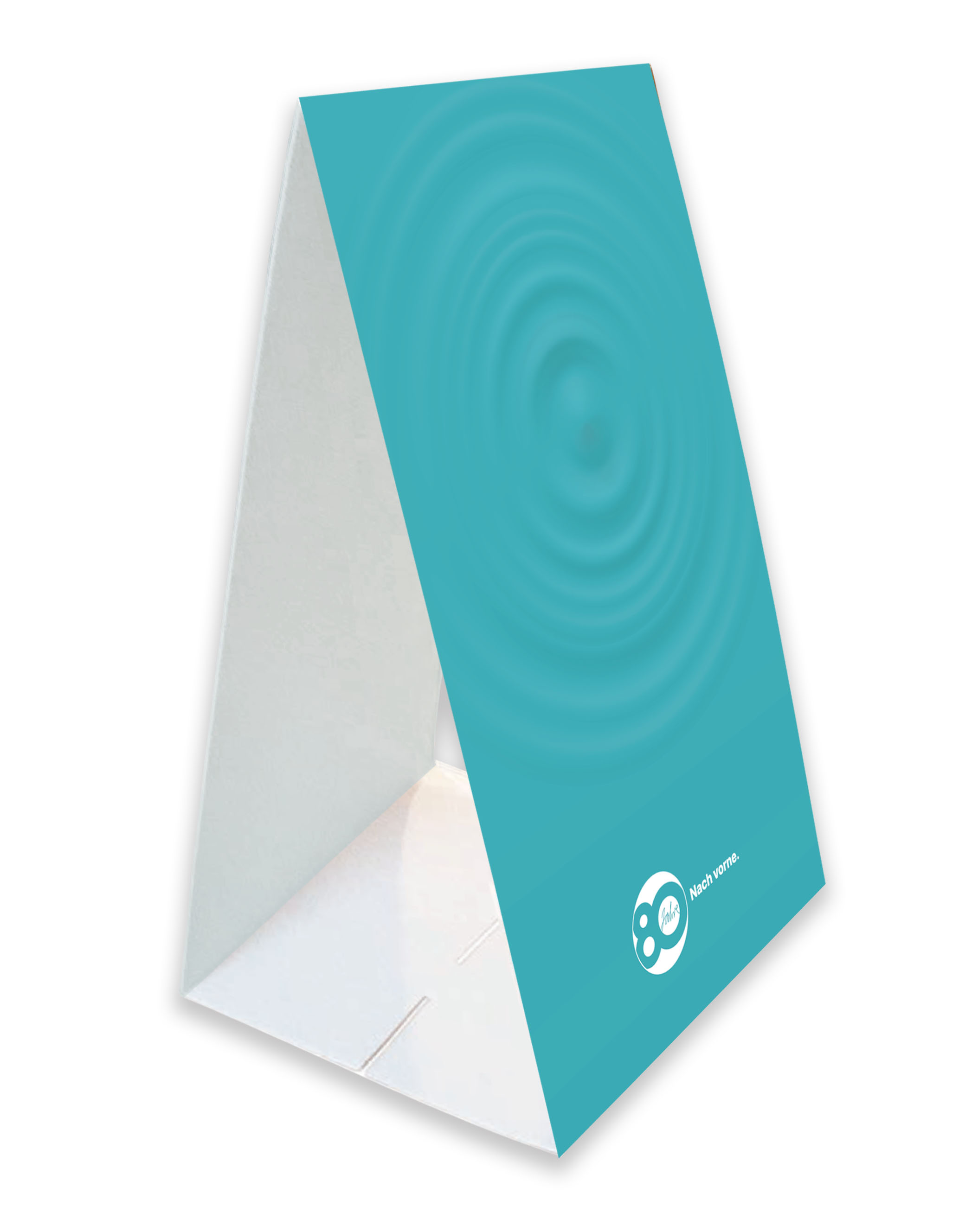 Ansicht Dachaufsteller mit kleinem 80-Jahre-Logo.